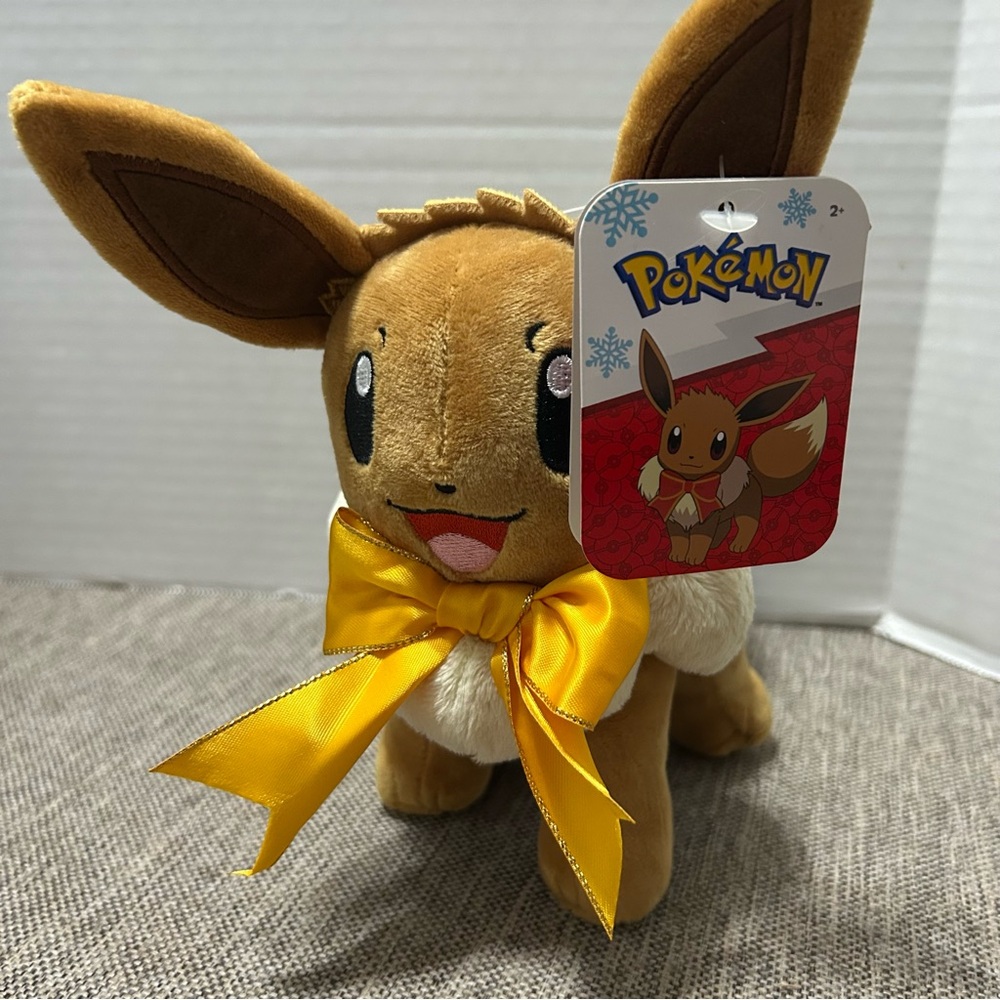 Pokemon Eevee Plush with Yellow Bow